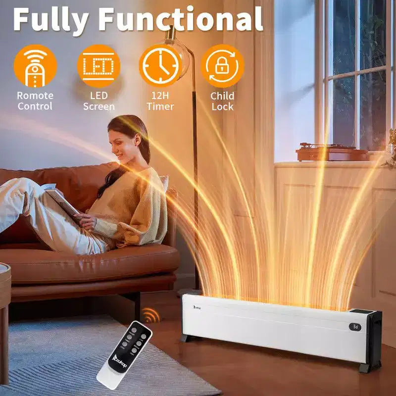 Radiateur électrique de plinthe Karl Home de 1500 watts, 40 po, avec 3 réglages de chaleur