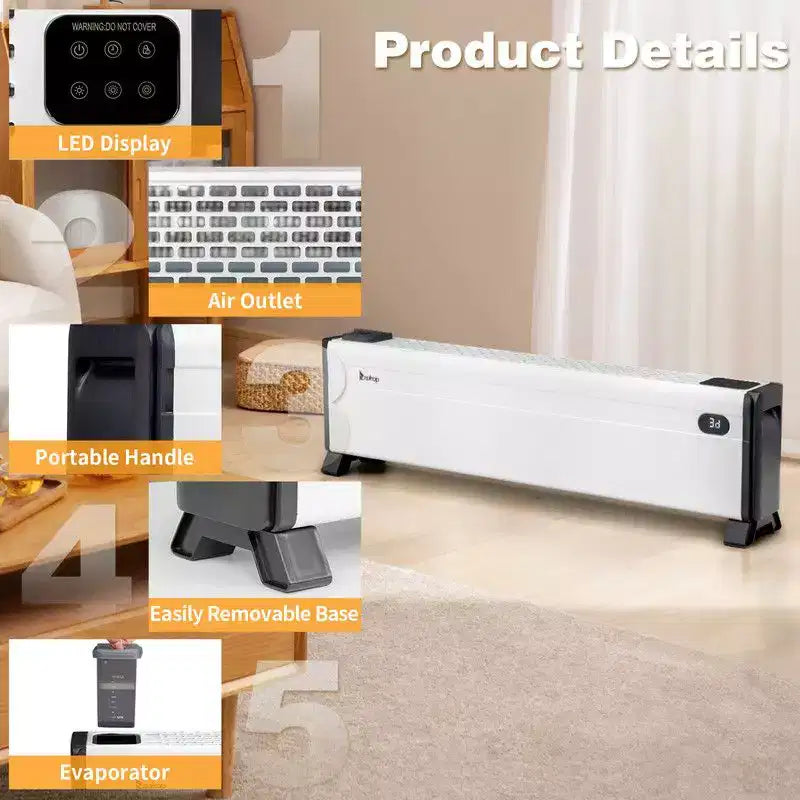 Radiateur électrique de plinthe Karl Home de 1500 watts, 40 po, avec 3 réglages de chaleur