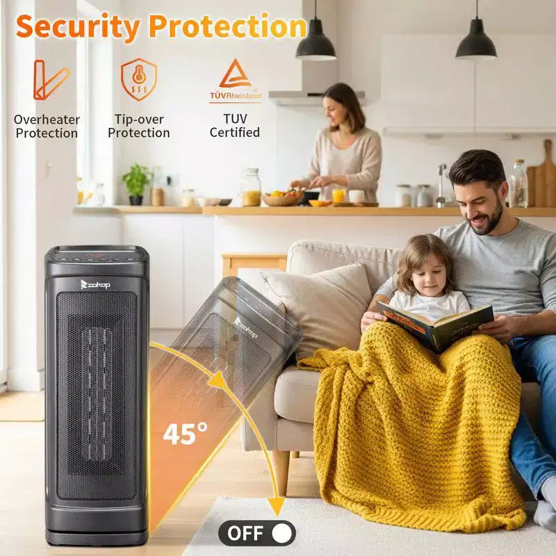 Chauffage d'appoint électrique en tour Karl Home de 1500 watts, 17 po, avec 3 réglages de chaleur