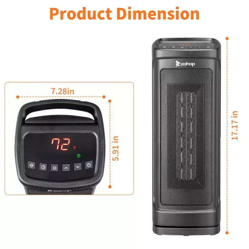 Chauffage d'appoint électrique en tour Karl Home de 1500 watts, 17 po, avec 3 réglages de chaleur