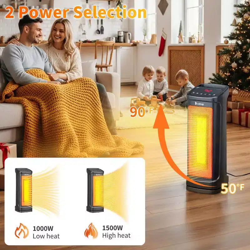 Chauffage d'appoint électrique en tour Karl Home de 1500 watts, 17 po, avec 3 réglages de chaleur
