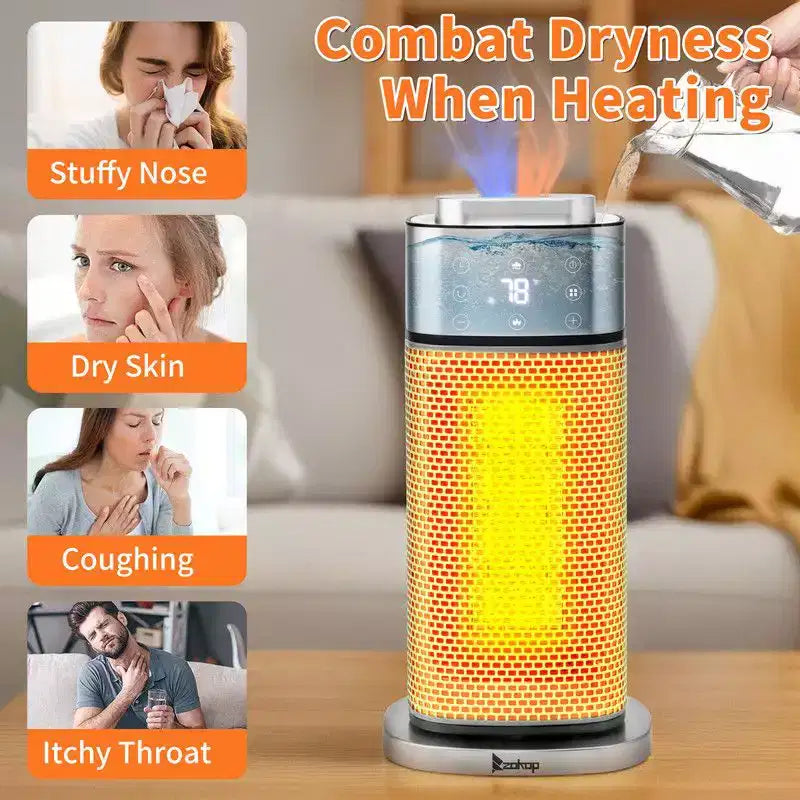 Chauffage d'appoint électrique en tour portable Karl Home de 1500 watts avec humidificateur et effet de flamme 3D