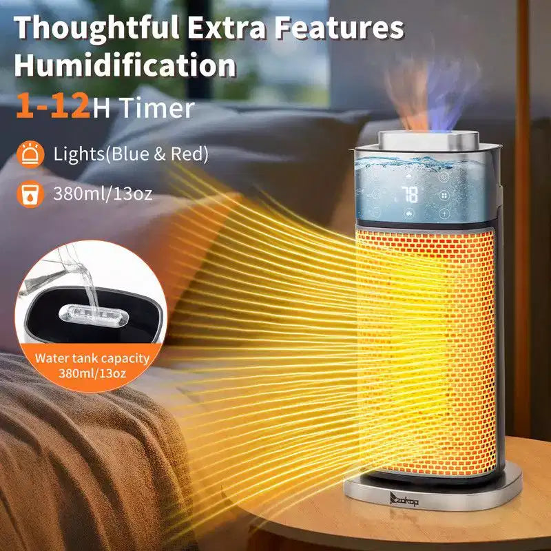 Chauffage d'appoint électrique en tour portable Karl Home de 1500 watts avec humidificateur et effet de flamme 3D