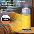 Chauffage d'appoint électrique en tour portable Karl Home de 1500 watts avec humidificateur et effet de flamme 3D