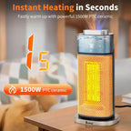 Chauffage d'appoint électrique en tour portable Karl Home de 1500 watts avec humidificateur et effet de flamme 3D