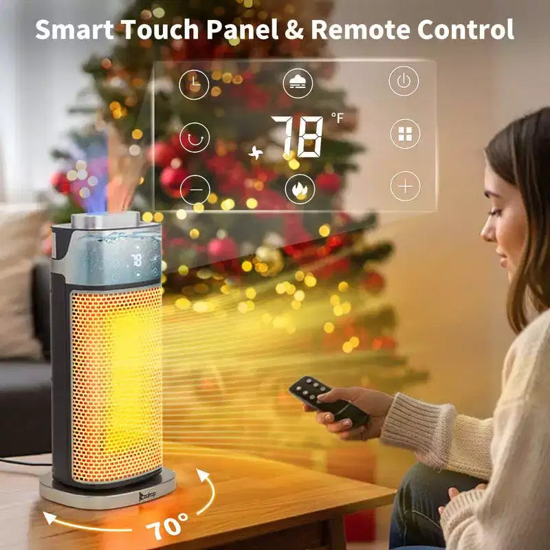 Chauffage d'appoint électrique en tour portable Karl Home de 1500 watts avec humidificateur et effet de flamme 3D