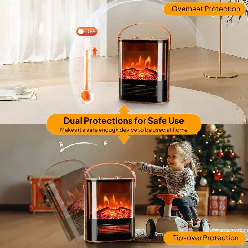 Chauffage d'intérieur électrique portable Karl Home Winado 1500 watts avec flamme 3D
