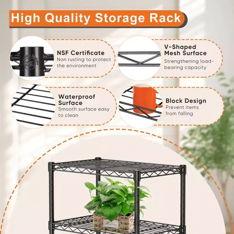 MAYEERTY Étagère de rangement en fil métallique réglable à 3 niveaux Organisateur robuste pour cuisine, placard, garde-manger, garage, salle de bain, buanderie