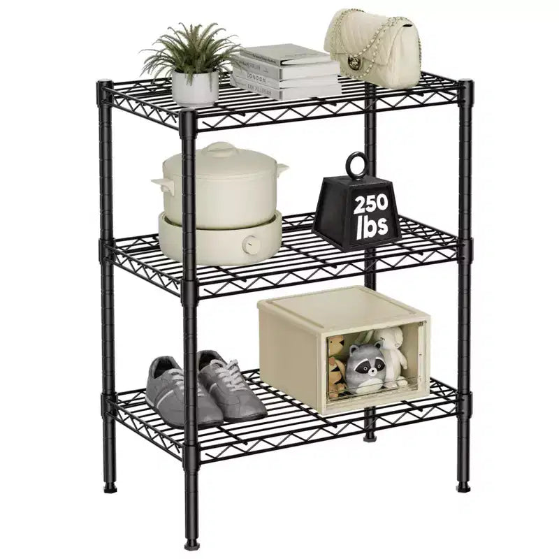 MAYEERTY Étagère de rangement en fil métallique réglable à 3 niveaux Organisateur robuste pour cuisine, placard, garde-manger, garage, salle de bain, buanderie