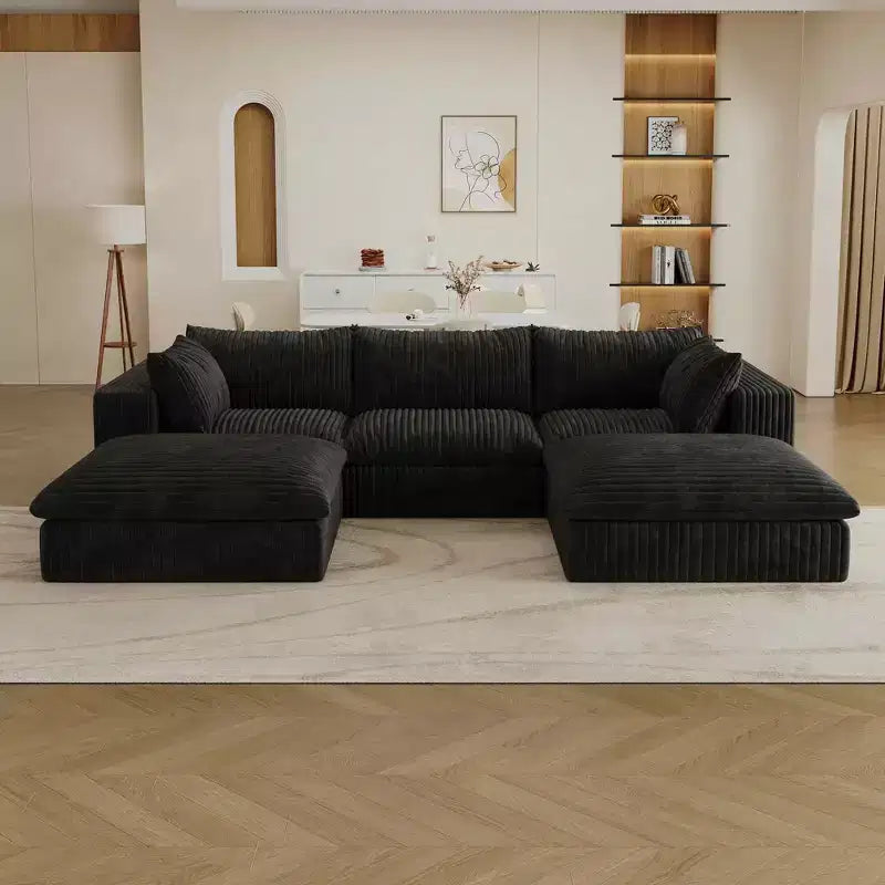 MAYEERTY 39.8 Cloud Sofa Noir - 39.8, Velours Côtelé, Double Couche, Pas de Montage, DIY pour Coin