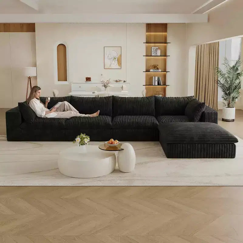 MAYEERTY 39.8 Cloud Sofa Noir - 39.8, Velours Côtelé, Double Couche, Pas de Montage, DIY pour Coin