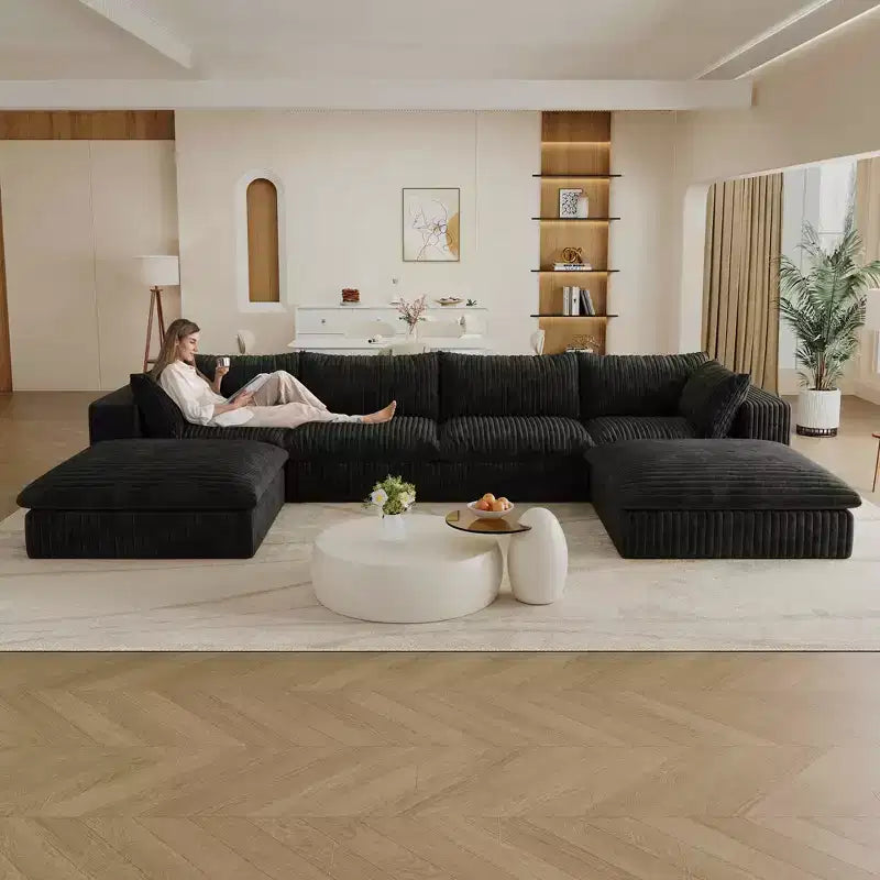 MAYEERTY 39.8 Cloud Sofa Noir - 39.8, Velours Côtelé, Double Couche, Pas de Montage, DIY pour Coin