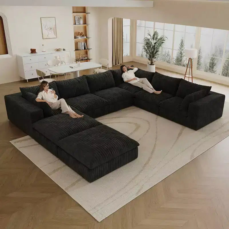 MAYEERTY 39.8 Cloud Sofa Noir - 39.8, Velours Côtelé, Double Couche, Pas de Montage, DIY pour Coin