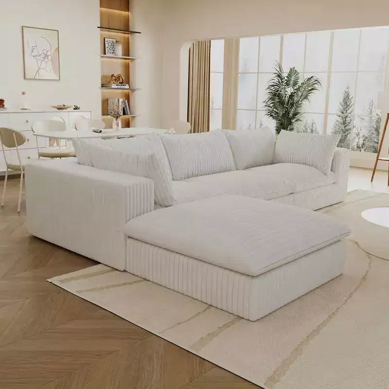 MAYEERTY 39.8 Cloud Sofa Noir - 39.8, Velours Côtelé, Double Couche, Pas de Montage, DIY pour Coin