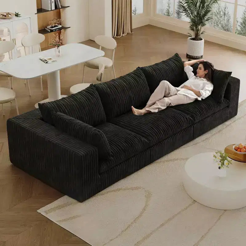MAYEERTY 39.8 Cloud Sofa Noir - 39.8, Velours Côtelé, Double Couche, Pas de Montage, DIY pour Coin