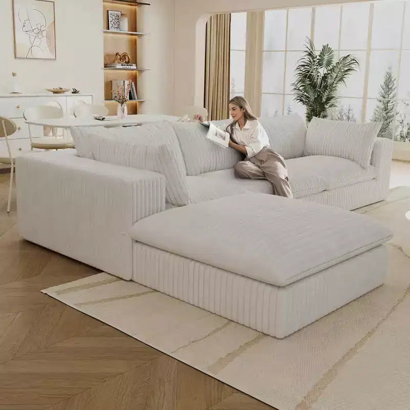 MAYEERTY 39.8 Cloud Sofa Noir - 39.8, Velours Côtelé, Double Couche, Pas de Montage, DIY pour Coin