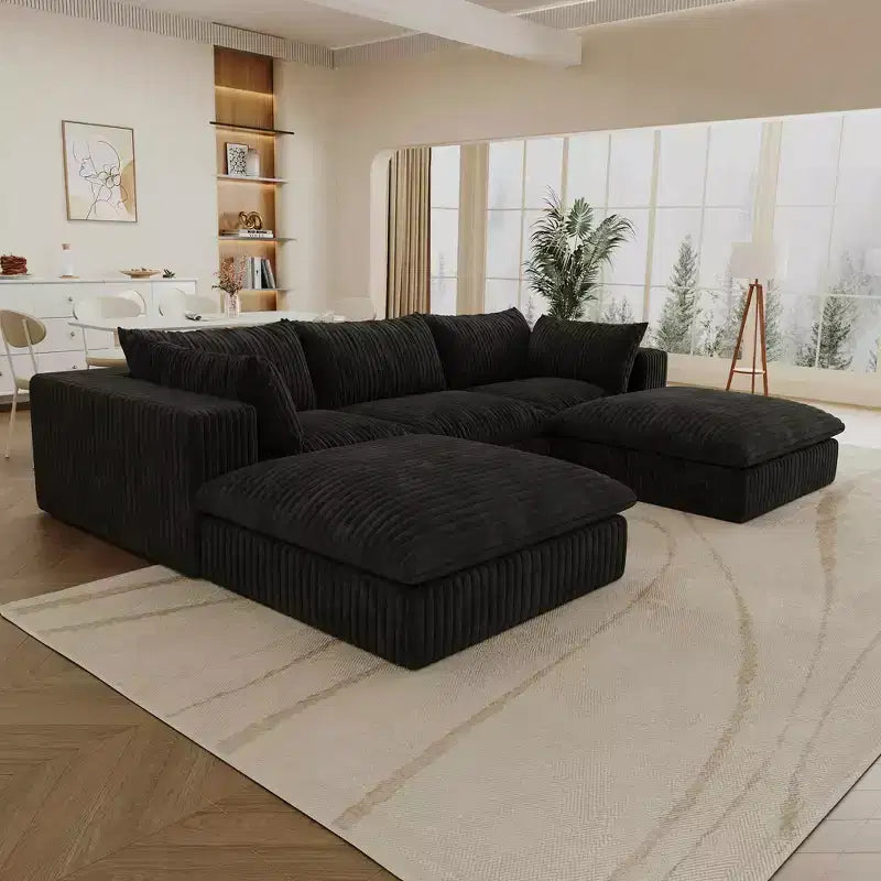 MAYEERTY 39.8 Cloud Sofa Noir - 39.8, Velours Côtelé, Double Couche, Pas de Montage, DIY pour Coin