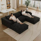 MAYEERTY 39.8 Cloud Sofa Noir - 39.8, Velours Côtelé, Double Couche, Pas de Montage, DIY pour Coin
