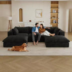 MAYEERTY 39.8 Cloud Sofa Noir - 39.8, Velours Côtelé, Double Couche, Pas de Montage, DIY pour Coin
