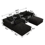 MAYEERTY 39.8 Cloud Sofa Noir - 39.8, Velours Côtelé, Double Couche, Pas de Montage, DIY pour Coin