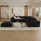 MAYEERTY 39.8 Cloud Sofa Noir - 39.8, Velours Côtelé, Double Couche, Pas de Montage, DIY pour Coin