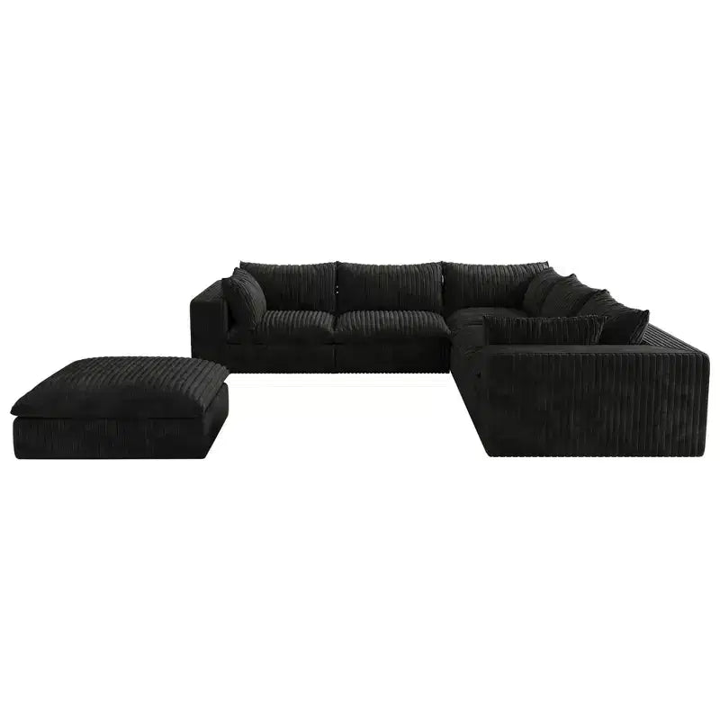 MAYEERTY 39.8 Cloud Sofa Noir - 39.8, Velours Côtelé, Double Couche, Pas de Montage, DIY pour Coin