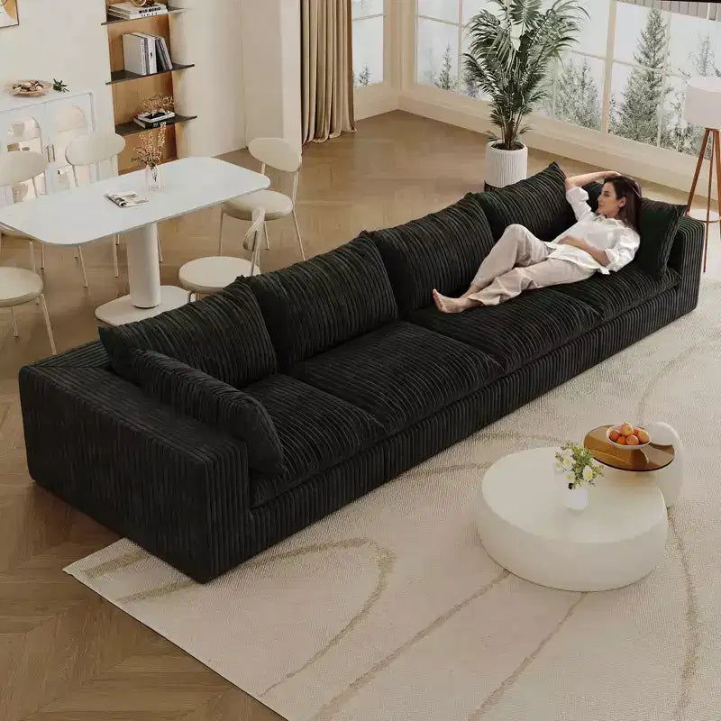 MAYEERTY 39.8 Cloud Sofa Noir - 39.8, Velours Côtelé, Double Couche, Pas de Montage, DIY pour Coin