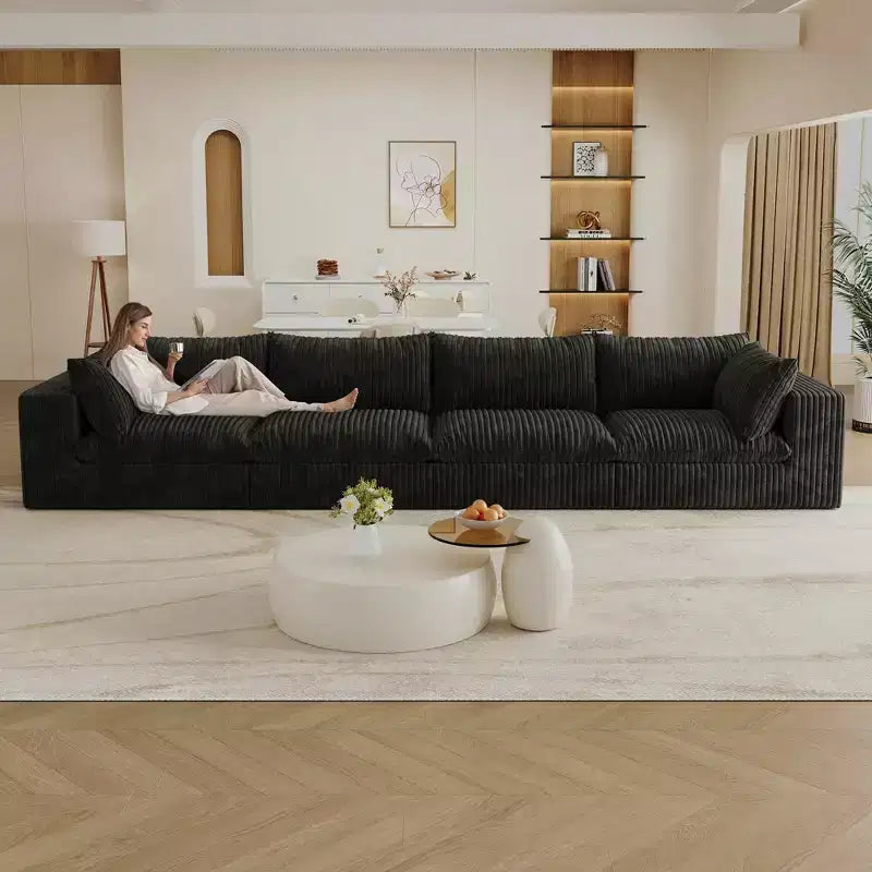 MAYEERTY 39.8 Cloud Sofa Noir - 39.8, Velours Côtelé, Double Couche, Pas de Montage, DIY pour Coin