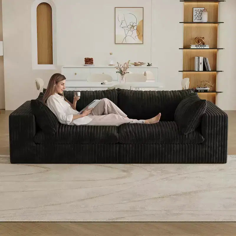 MAYEERTY 39.8 Cloud Sofa Noir - 39.8, Velours Côtelé, Double Couche, Pas de Montage, DIY pour Coin