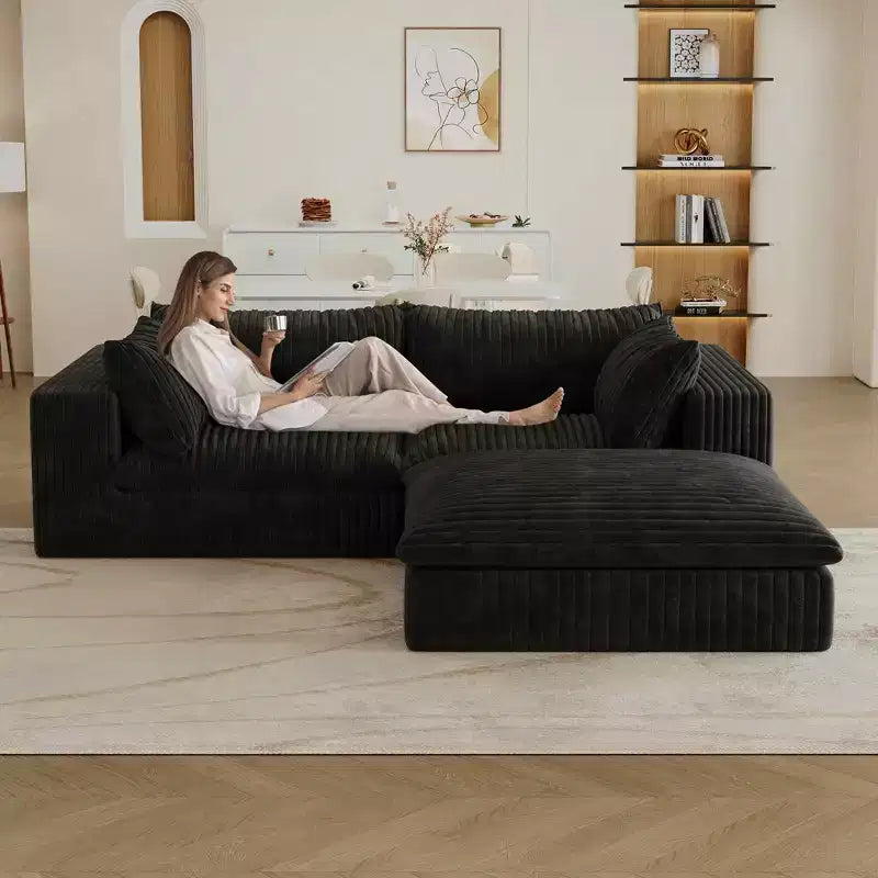 MAYEERTY 39.8 Cloud Sofa Noir - 39.8, Velours Côtelé, Double Couche, Pas de Montage, DIY pour Coin