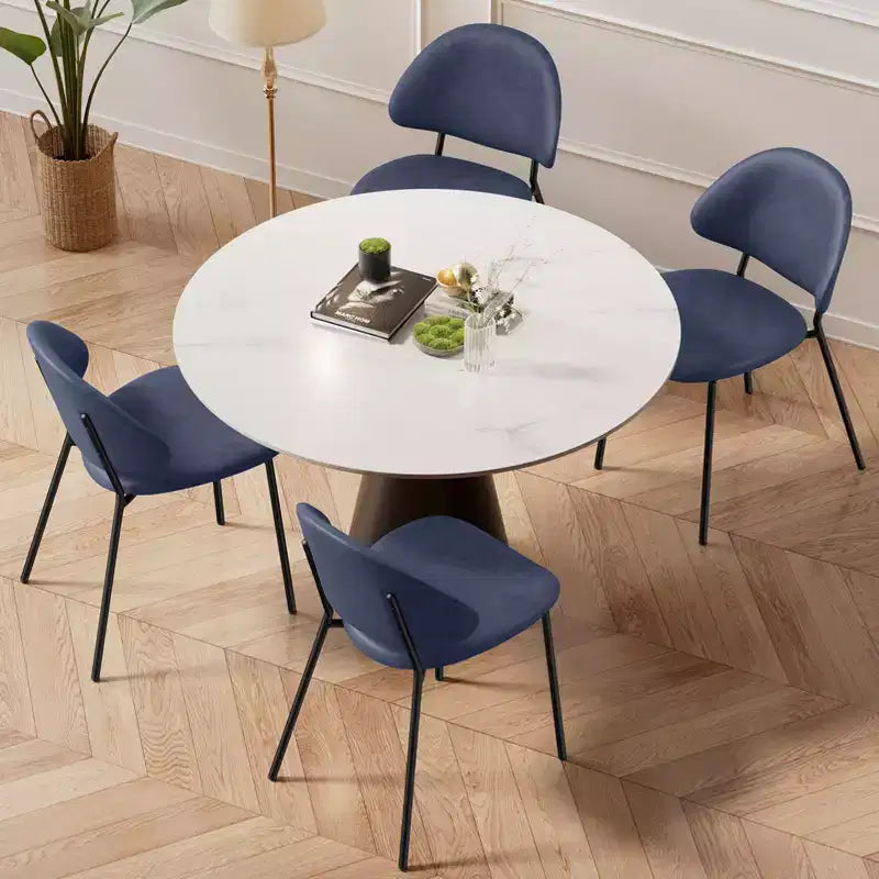 Lot de 4 chaises de salle à manger Okak Modern sans accoudoirs, design minimaliste, pour cuisine et salle à manger, avec assise rembourrée en boucle/PU