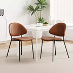 Lot de 4 chaises de salle à manger Okak Modern sans accoudoirs, design minimaliste, pour cuisine et salle à manger, avec assise rembourrée en boucle/PU