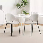 Lot de 4 chaises de salle à manger Okak Modern sans accoudoirs, design minimaliste, pour cuisine et salle à manger, avec assise rembourrée en boucle/PU