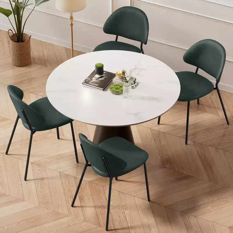 Lot de 4 chaises de salle à manger Okak Modern sans accoudoirs, design minimaliste, pour cuisine et salle à manger, avec assise rembourrée en boucle/PU
