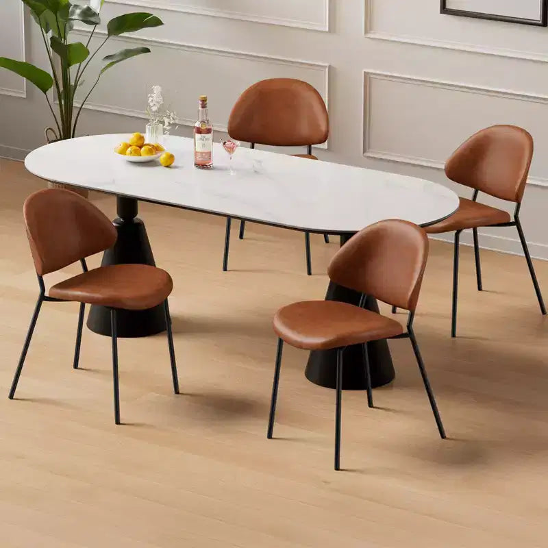 Lot de 4 chaises de salle à manger Okak Modern sans accoudoirs, design minimaliste, pour cuisine et salle à manger, avec assise rembourrée en boucle/PU