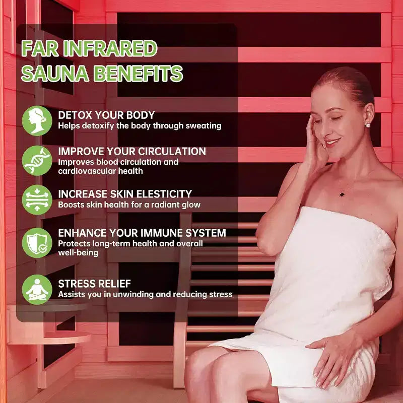 Sauna infrarouge Real Relax pour la maison, saunas infrarouges domestiques pour 1 à 2 personnes, pruche du Canada avec thérapie par lumière rouge à faible CEM, lumières de chromothérapie à 9 couleurs