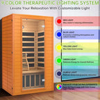 Sauna infrarouge Real Relax pour la maison, saunas infrarouges domestiques pour 1 à 2 personnes, pruche du Canada avec thérapie par lumière rouge à faible CEM, lumières de chromothérapie à 9 couleurs