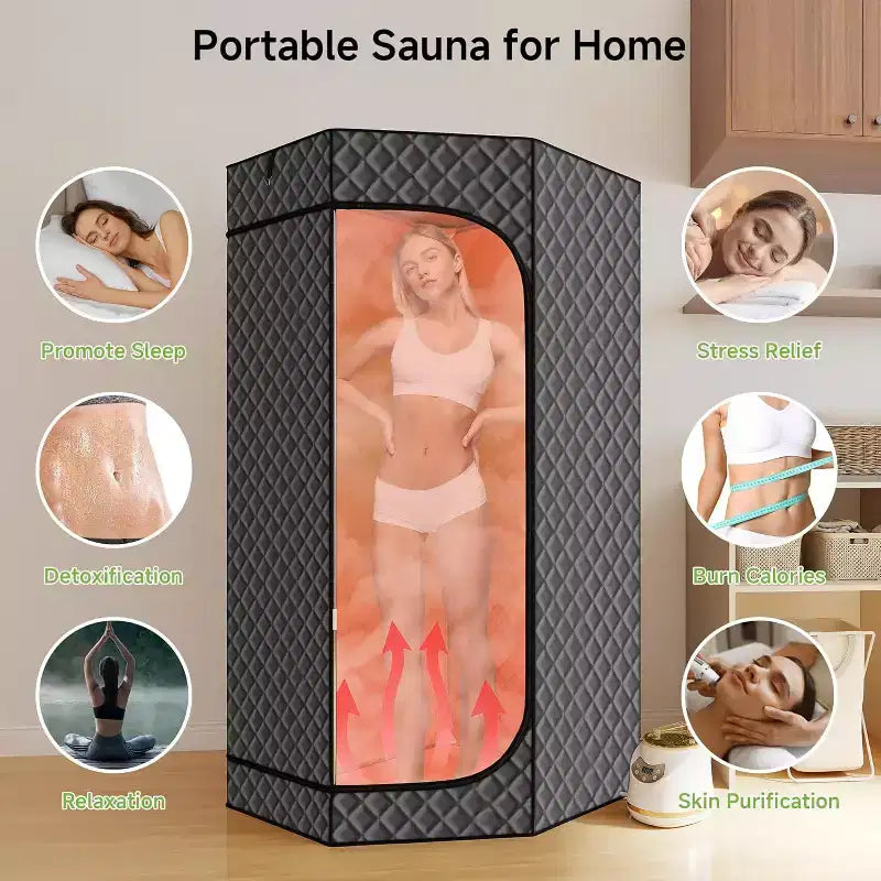 Sauna portatif Real Relax, hammam à vapeur pour la maison, générateur de vapeur 3L 1500W, grande chaise pliante, télécommande, cabine de sauna personnelle pour spa et salle de sport