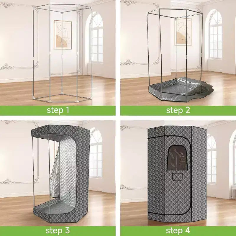 Sauna portatif Real Relax, hammam à vapeur pour la maison, générateur de vapeur 3L 1500W, grande chaise pliante, télécommande, cabine de sauna personnelle pour spa et salle de sport