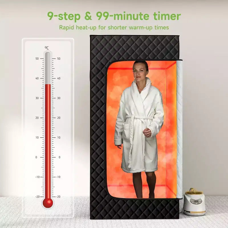 Sauna portatif Real Relax, hammam à vapeur pour la maison, générateur de vapeur 3L 1500W, grande chaise pliante, télécommande, cabine de sauna personnelle pour spa et salle de sport