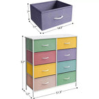 Commode Sorbus 8 tiroirs – Unité de rangement avec cadre en acier, plateau en bois, bacs en tissu – pour chambre à coucher, placard, bureau et plus encore