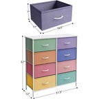 Commode Sorbus 8 tiroirs – Unité de rangement avec cadre en acier, plateau en bois, bacs en tissu – pour chambre à coucher, placard, bureau et plus encore