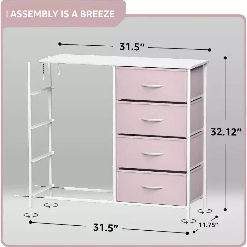 Commode Sorbus 8 tiroirs – Unité de rangement avec cadre en acier, plateau en bois, bacs en tissu – pour chambre à coucher, placard, bureau et plus encore