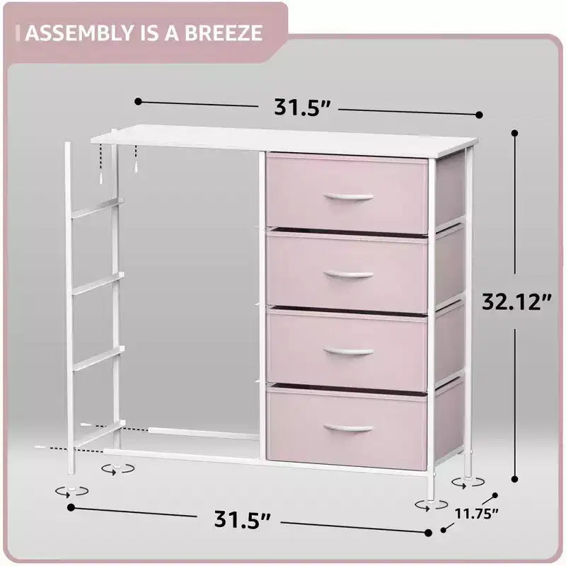 Commode Sorbus 8 tiroirs – Unité de rangement avec cadre en acier, plateau en bois, bacs en tissu – pour chambre à coucher, placard, bureau et plus encore