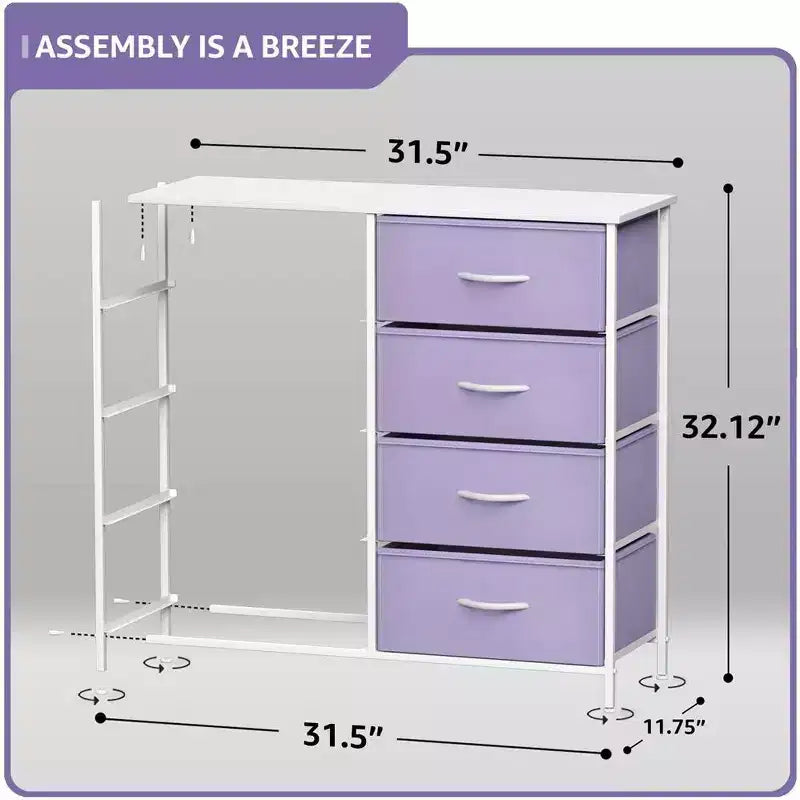 Commode Sorbus 8 tiroirs – Unité de rangement avec cadre en acier, plateau en bois, bacs en tissu – pour chambre à coucher, placard, bureau et plus encore