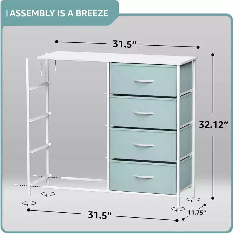 Commode Sorbus 8 tiroirs – Unité de rangement avec cadre en acier, plateau en bois, bacs en tissu – pour chambre à coucher, placard, bureau et plus encore