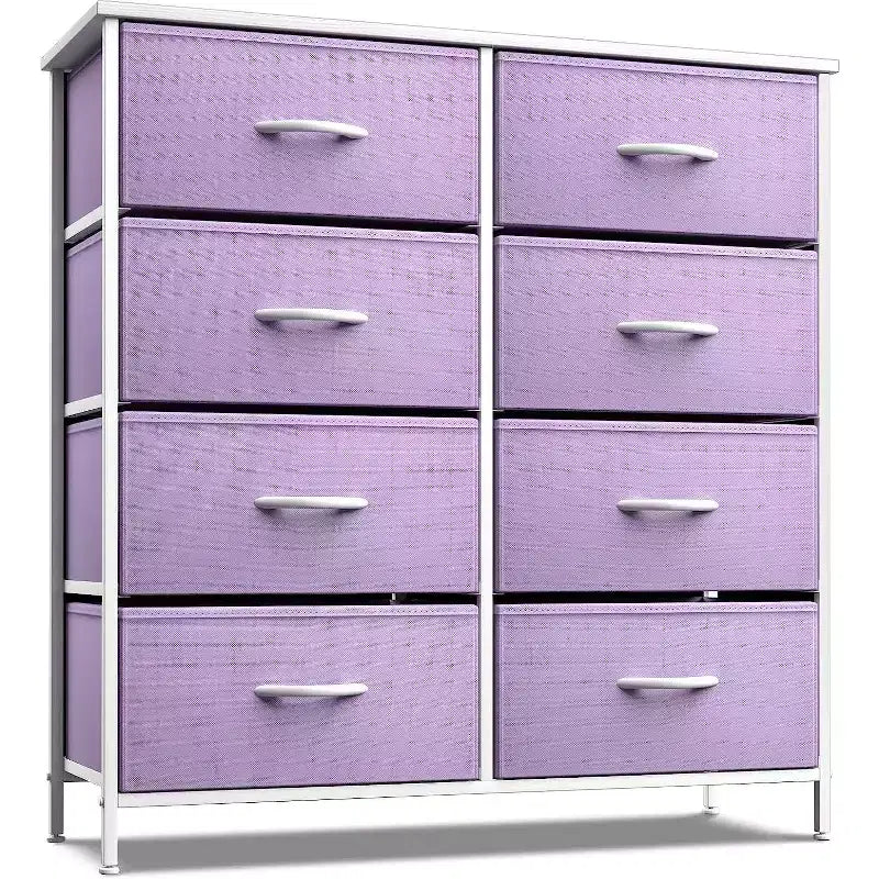 Commode Sorbus 8 tiroirs – Unité de rangement avec cadre en acier, plateau en bois, bacs en tissu – pour chambre à coucher, placard, bureau et plus encore