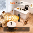 Chauffage soufflant colonne pour intérieur, chauffage portable 1500 W à chauffe rapide avec télécommande, chauffage électrique en céramique PTC pour chambre à coucher