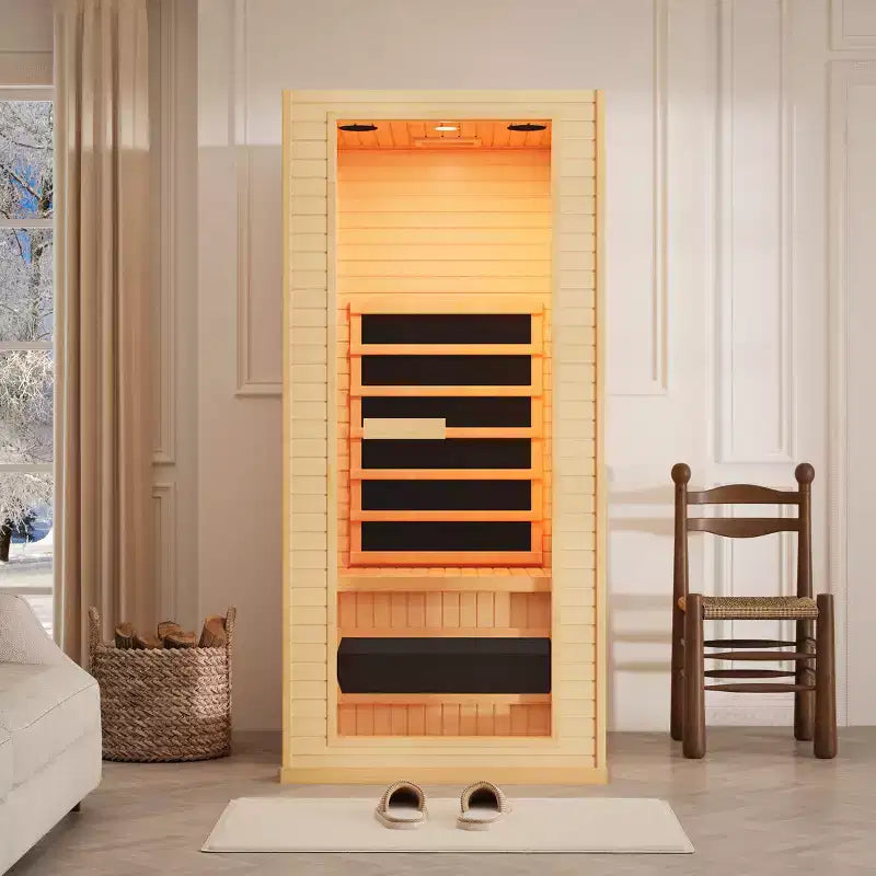 EROMMY 1 Person Indoor Infrared Sauna, Low Emf Home Spa Sauna
