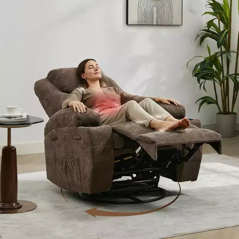Fauteuil inclinable, fauteuil inclinable à bascule pivotant à 360° pour adultes, pour salon, chambre, maison